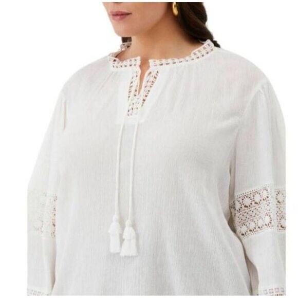 ELLA RAFAELLA WHITE EMBROIDERED PUFF LONG SLEEVE BLOUSES SZ.M EUC. - Picture 3 of 11